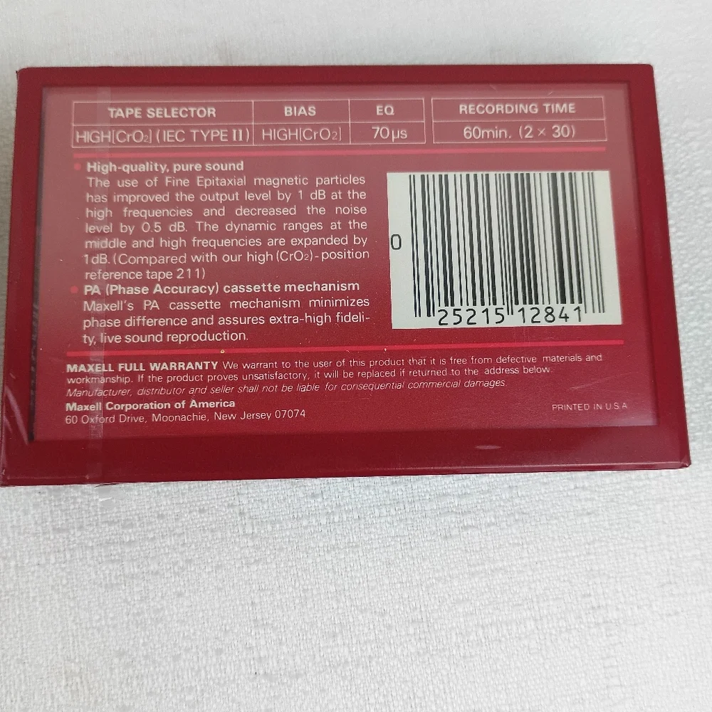 MAXELL UDS-II 60 Blank tape audio Sony HF60 Normal Bias type I normal Sealed.